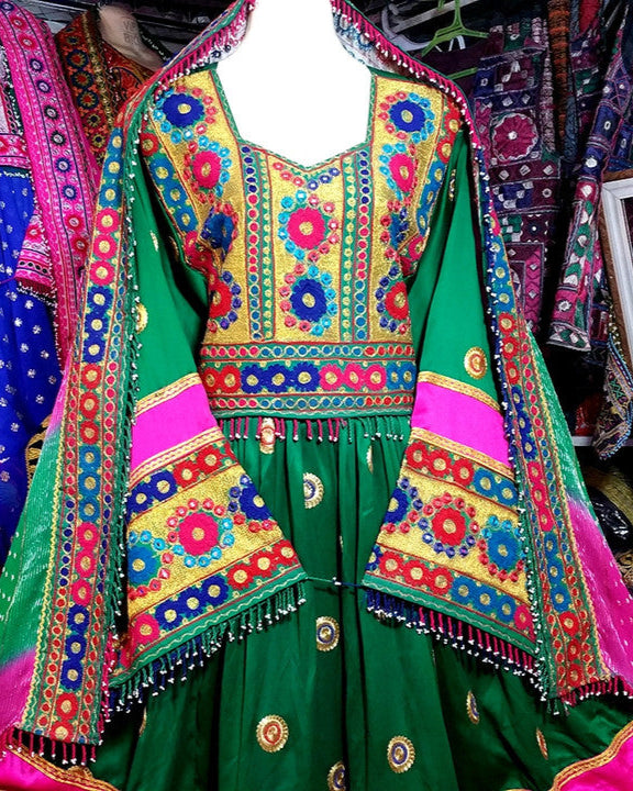 pathani dress in green color