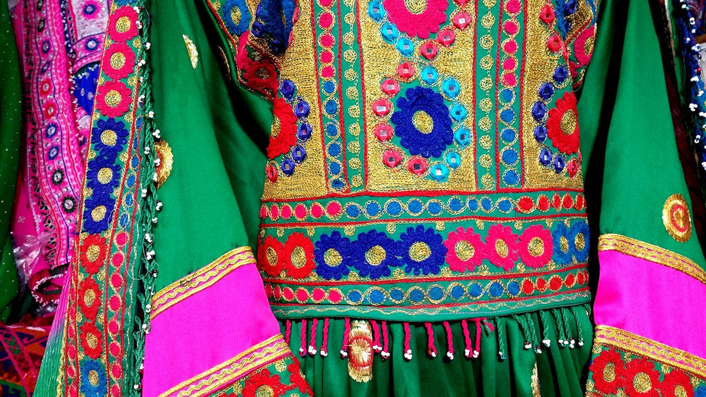 mirrors work afghan costume outfit