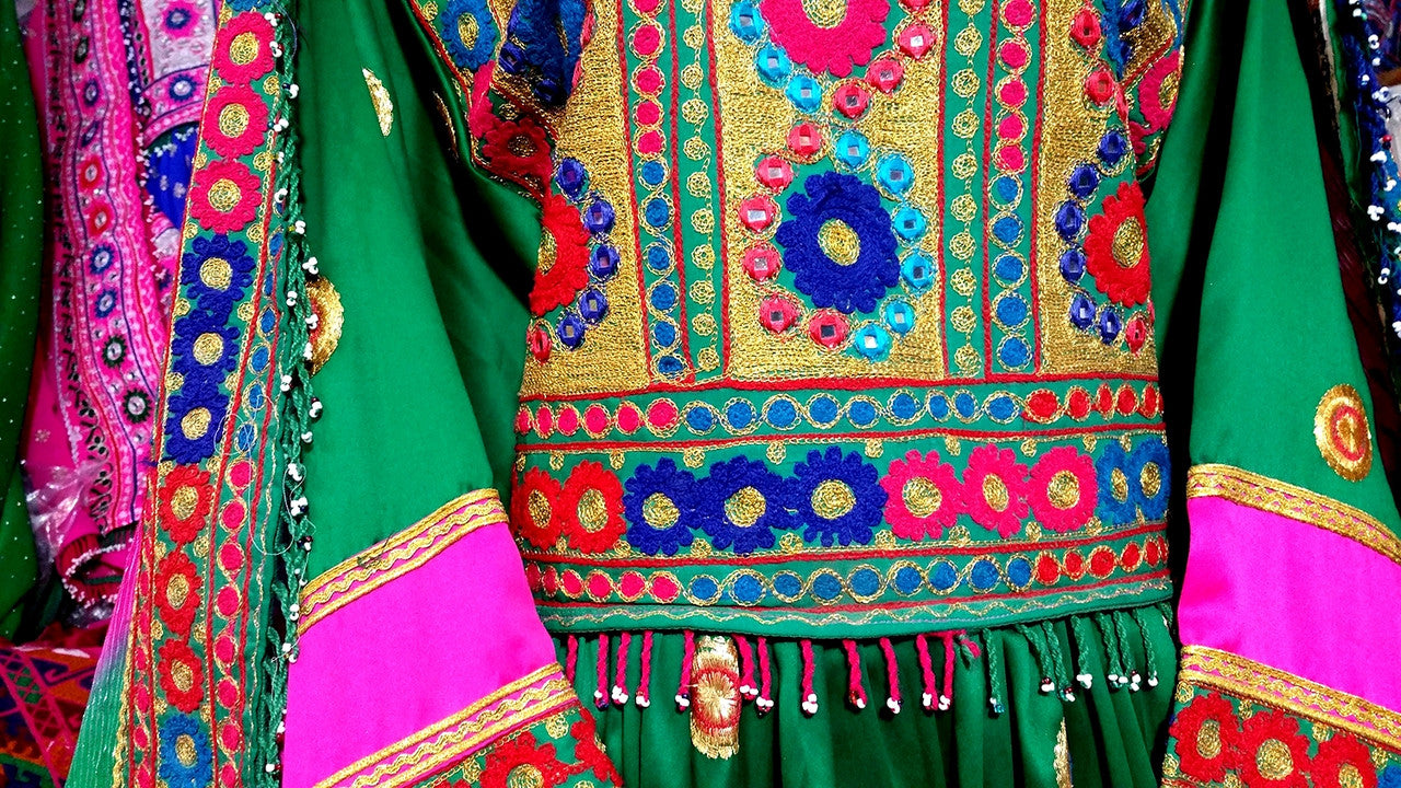 mirrors work afghan costume outfit