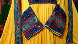 Afghani Frock In Yellow Color With Beads And Mirros Work