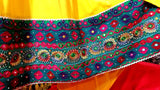 Afghani Frock In Yellow Color With Beads And Mirros Work