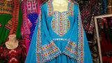 Afghan Pathan Girl Light Blue Dress For Wedding Event