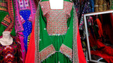 Wedding Event Afghani Dress In Green Color Traditional Pakhtoon Clothes