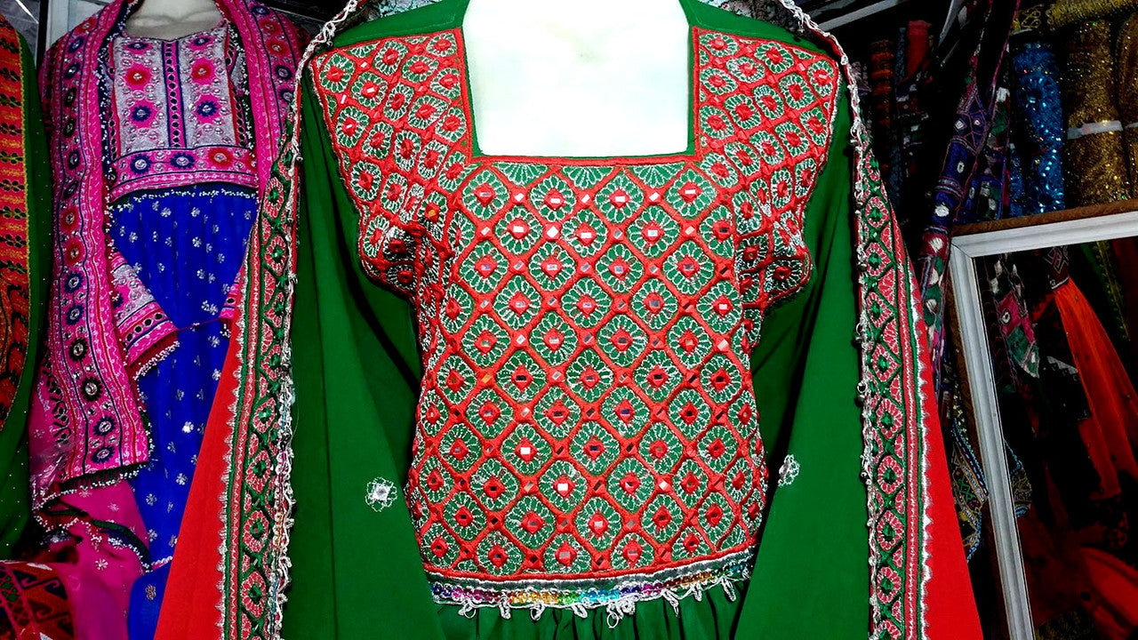 pathani dress with mirrors work