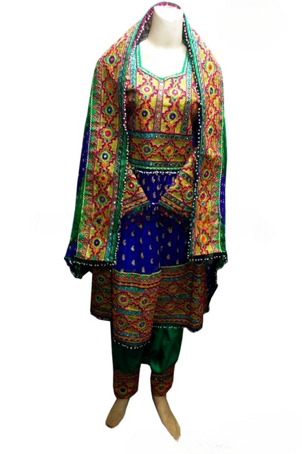 Afghan Blue Color Dress