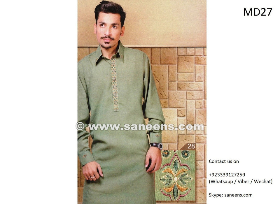 afghan clothes for men, pashtun gents dress with tape work