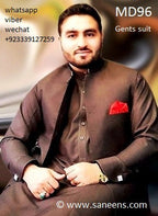 Pashtun Men Suit Pakistani Fashion Gents Dress In Dark Brown Color