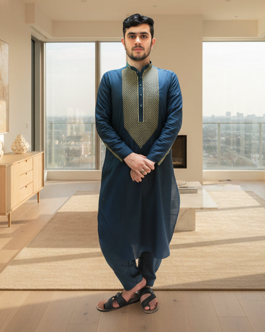 Afghan Gent Dress In Blue