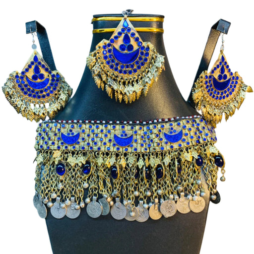 Afghan jewelry, lapis blue pendant, traditional Afghan necklace, 
