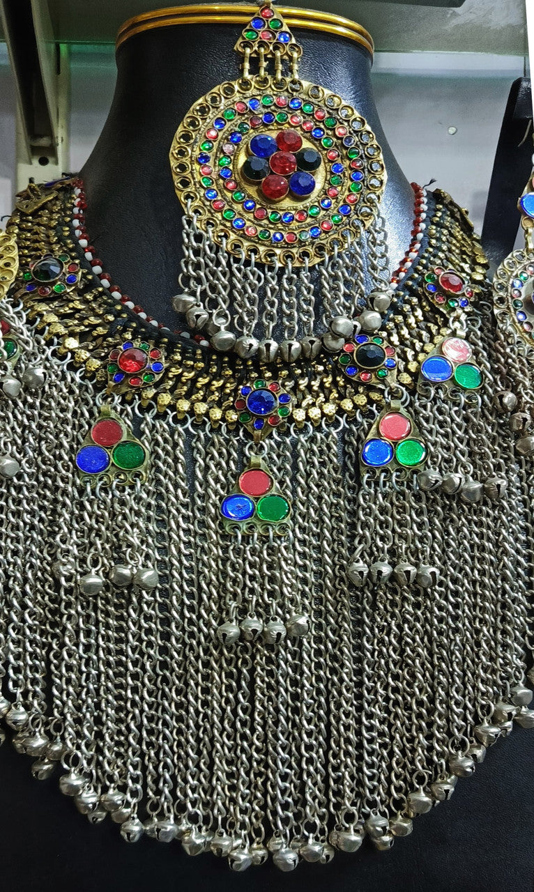 afghan tribal fashion long chain choker