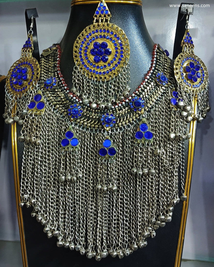 afghan kuchi blue stone jewelry set