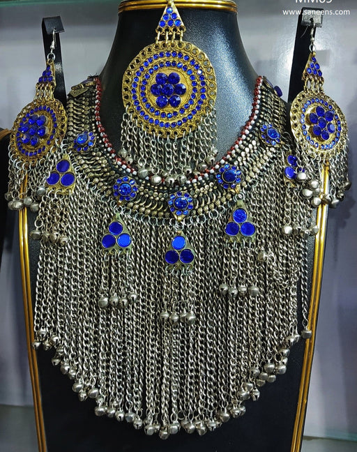 afghan kuchi blue stone jewelry set