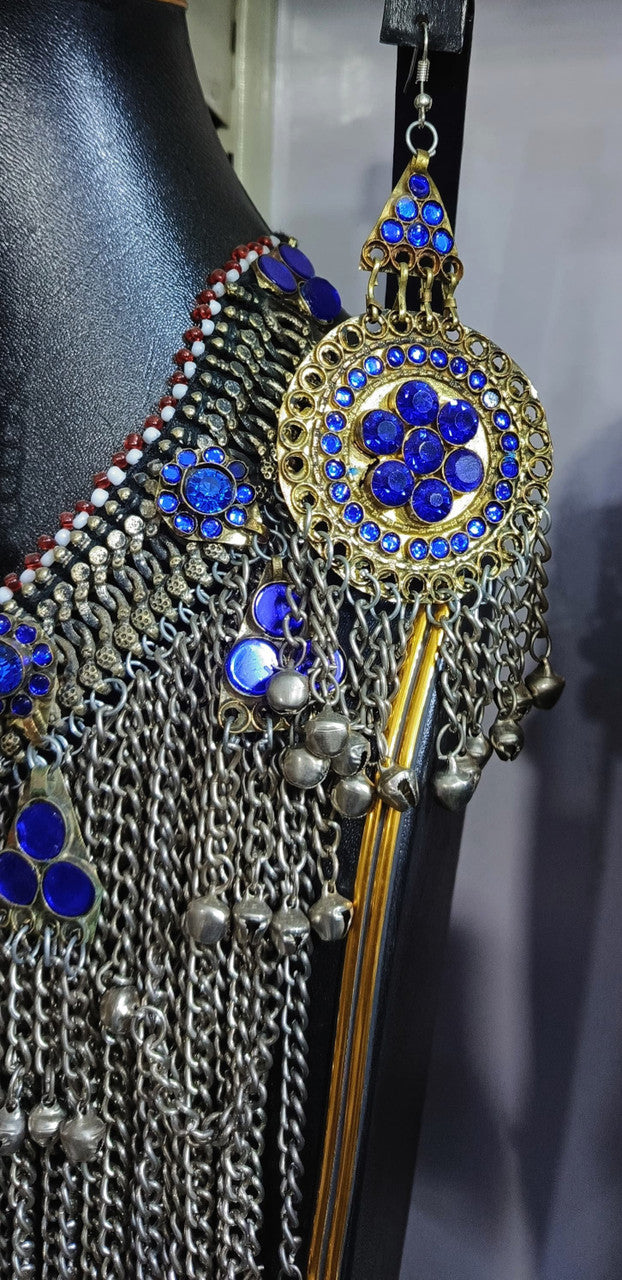 pashtun handmade choker earrings tika pendant