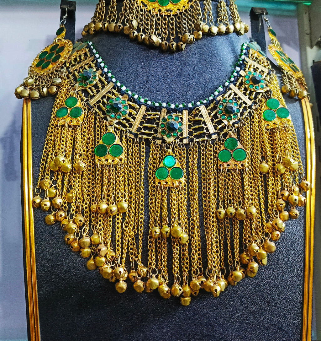 afghan kabul fashion long chain necklace and jewelry set