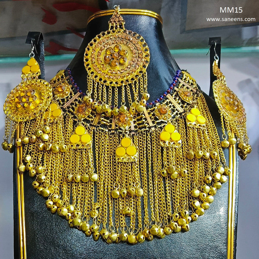 pashtun singer handmade jewelry set with long chain necklace
