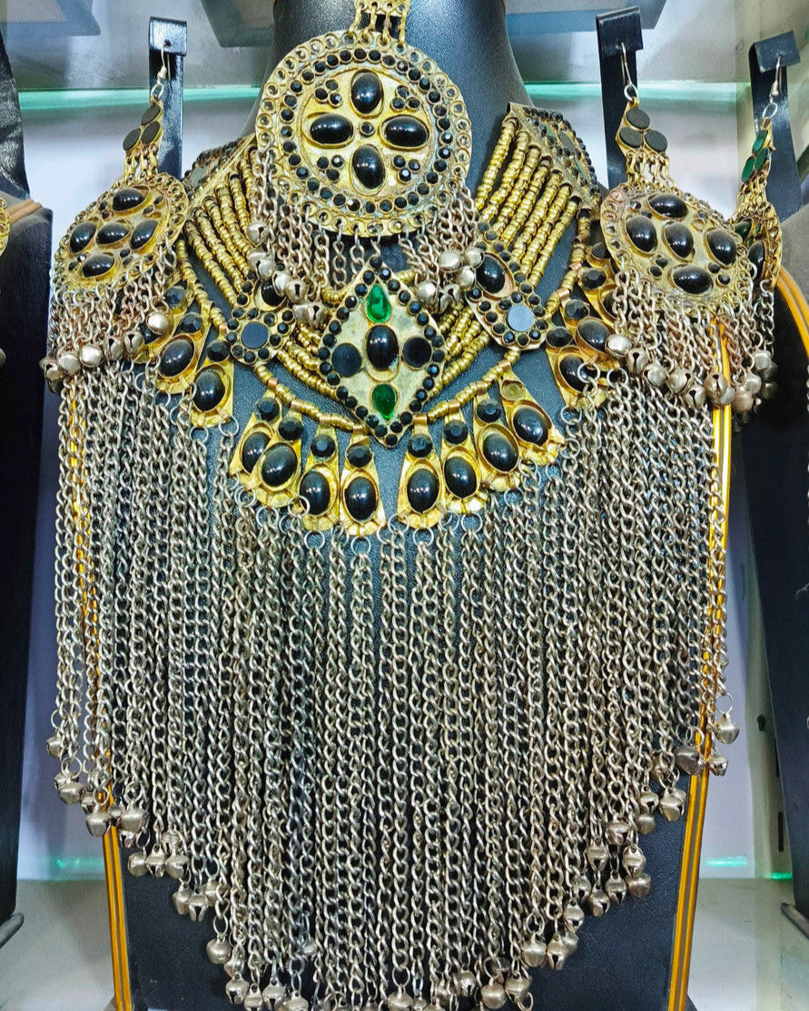 pashtun singer handmade jewelry set with long chain necklace