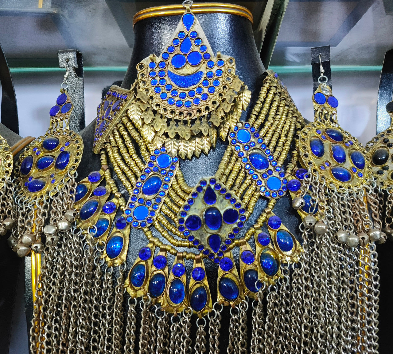 afghan fashion blue jewelry set for brides