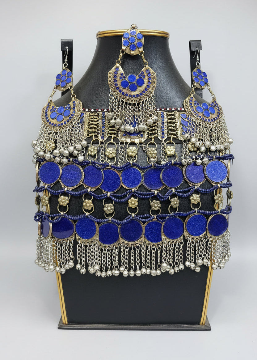 Afghan Tribal Style Handmade Jewelry Set In Blue Stones