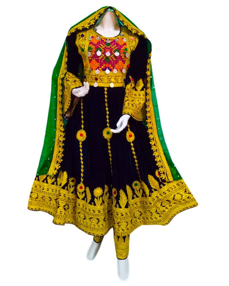 Elegant Afghan Embroidered Dress