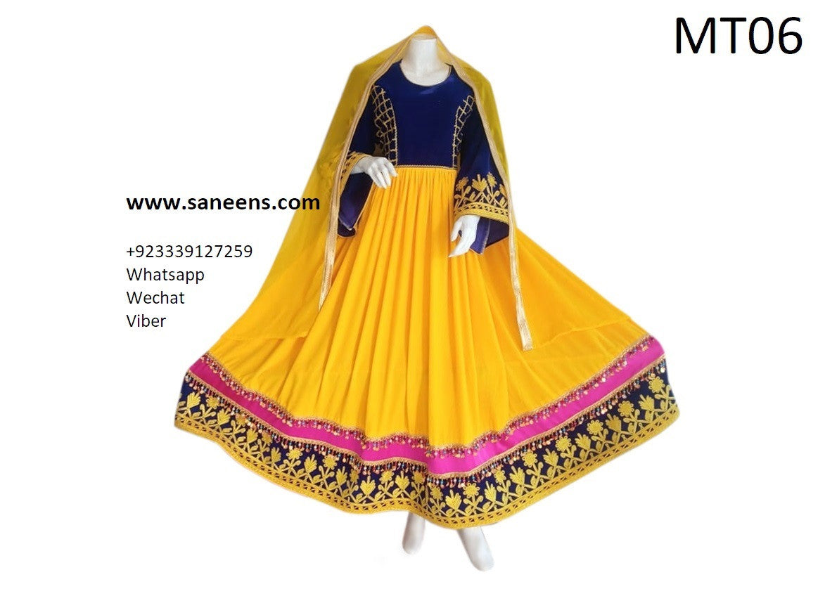 Afghan Nikah Dress In Yellow Color Wedding Event Pathan Clothing