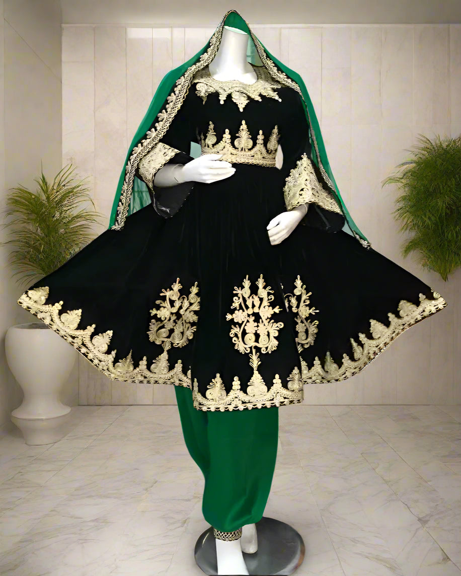 Afghan Arosi Embroidered Bridal Dress