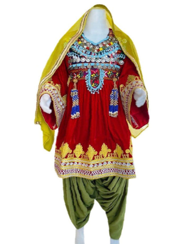 Afghan Velvet Fabric Bridal Dress