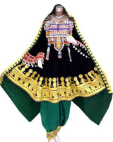 Elegant Afghan Embroidered Bridal Velvet Dress