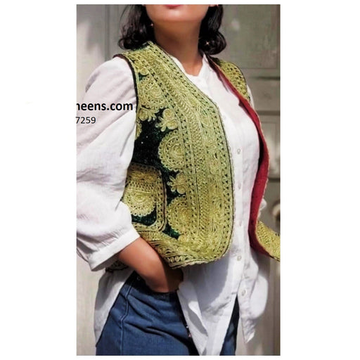 saneens vest with embroidery work, afghan fashion waistcoat weskit