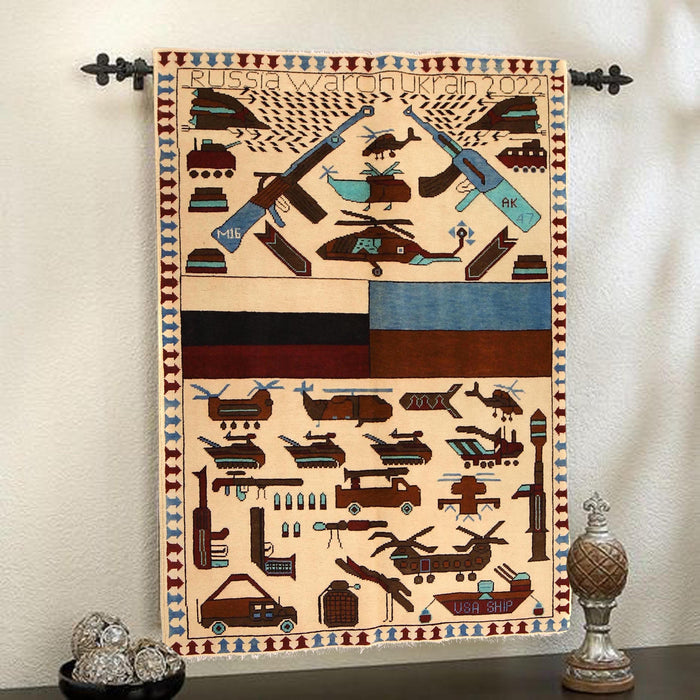 Cultural Russia & Ukraine War Art Rug 4.9x3.3 ft