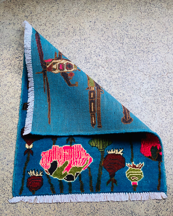 Handmade Afghan War Weapons Rug 2.5x1.9 ft