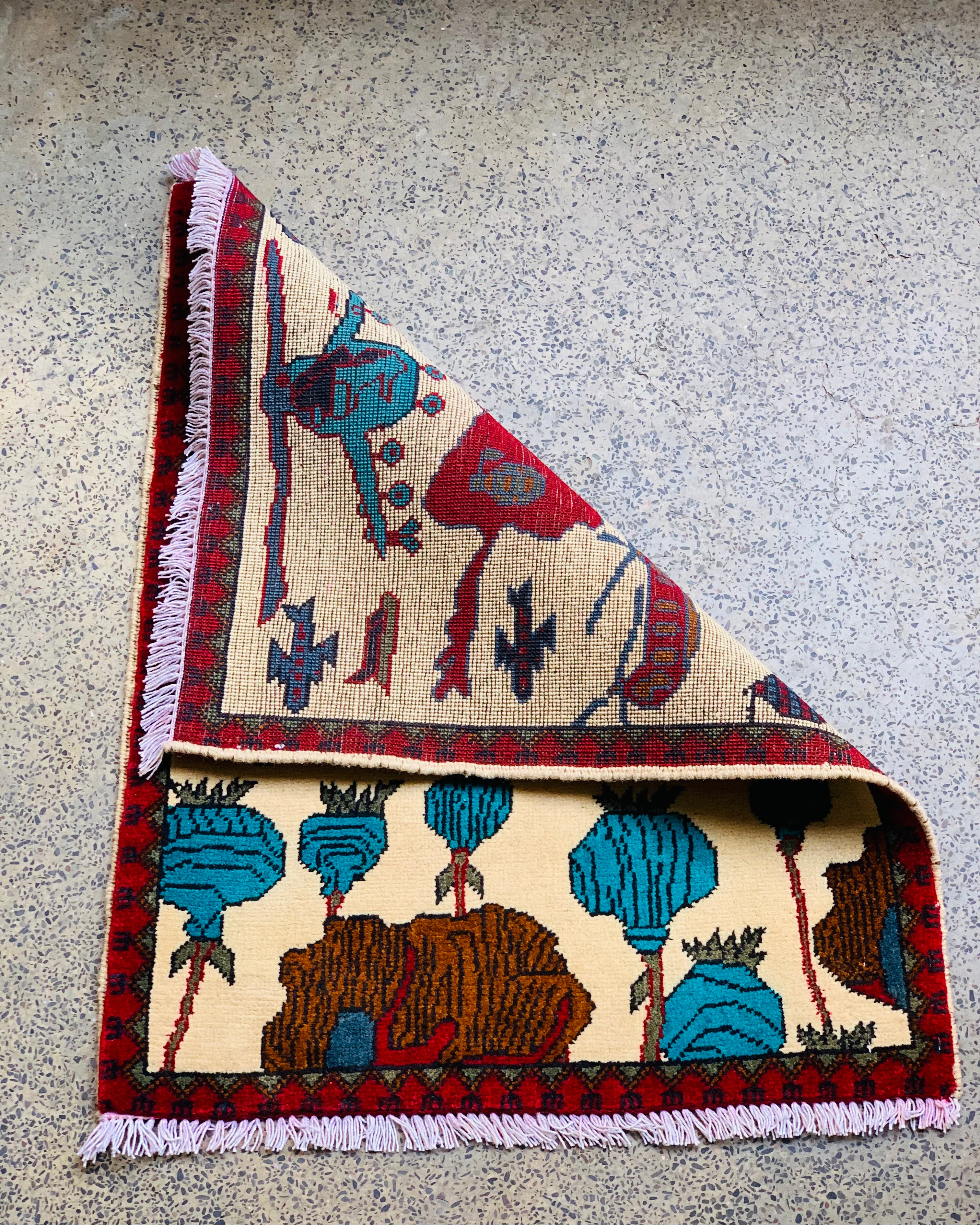 Afghan Conflict Map Art Carpet 2.6x2 ft