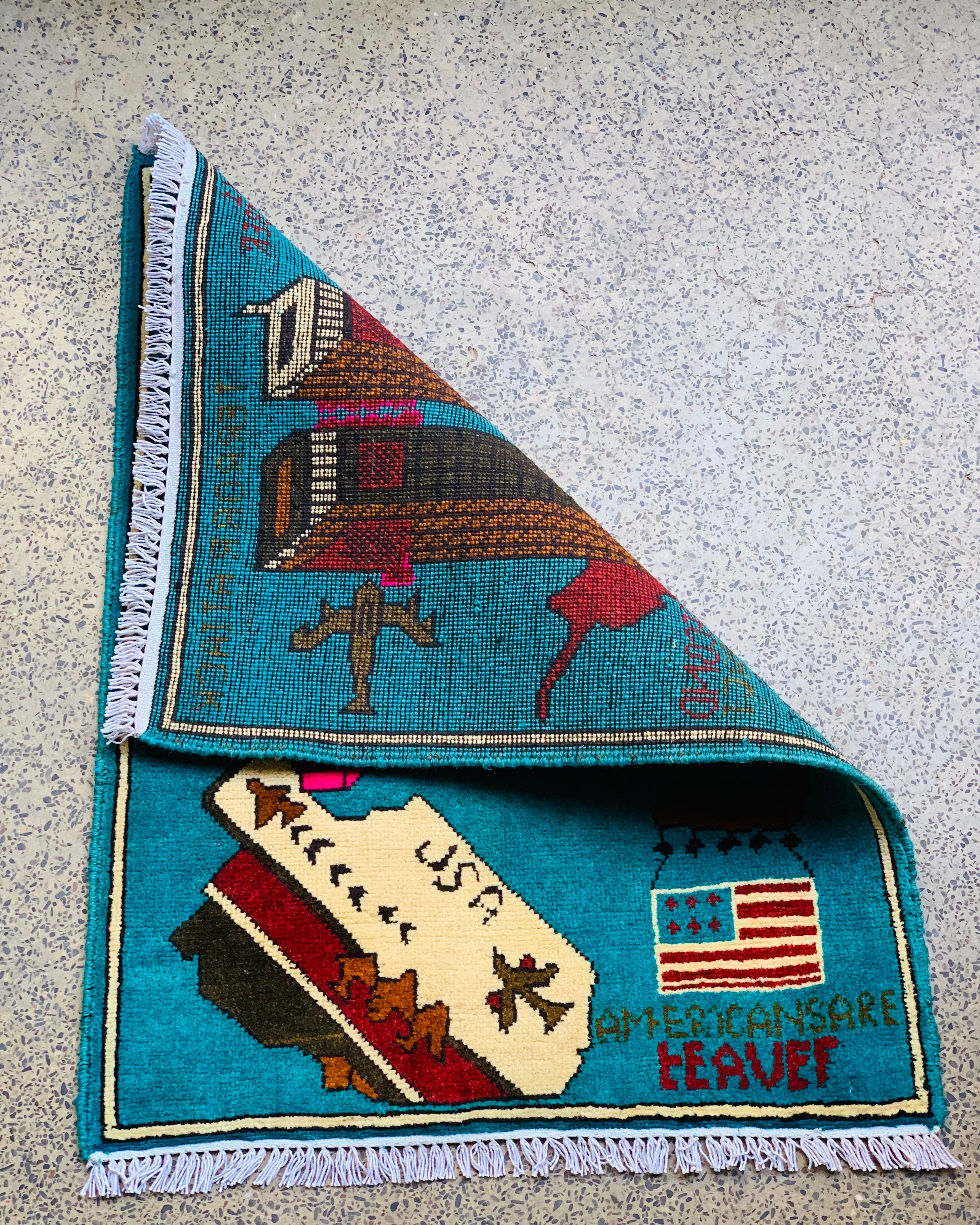 Handmade 9/11 Battle Scene Rug 2.6x1.9 ft