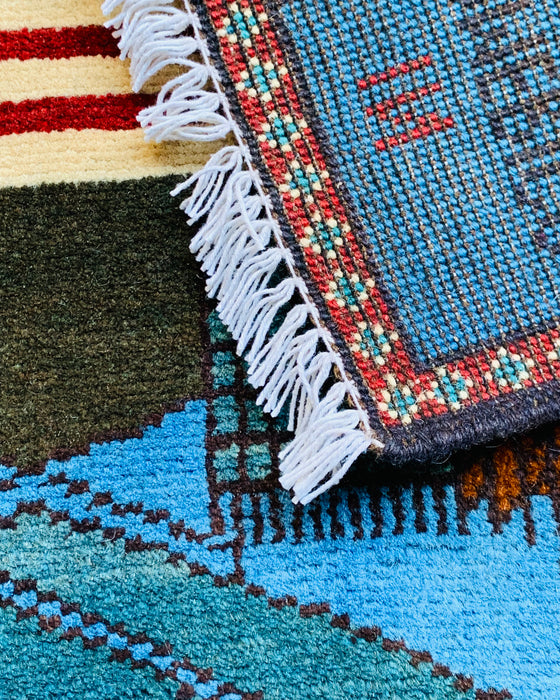 Afghan Heritage 9/11 War Carpet 2.6x2 ft