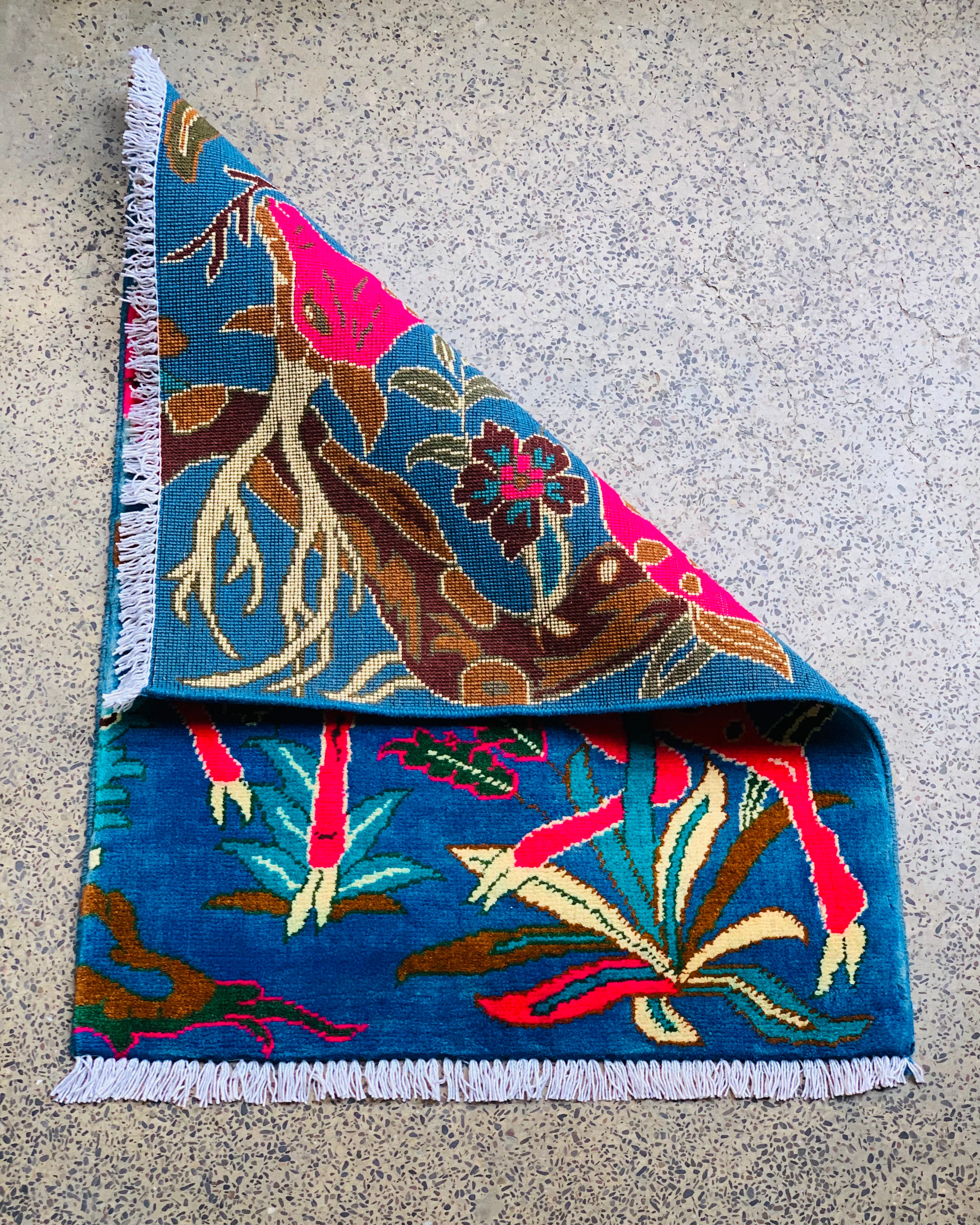 Afghan War Motif Deer Carpet 2.5x1.9 ft