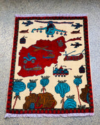Afghan Conflict Map Art Carpet 2.6x2 ft