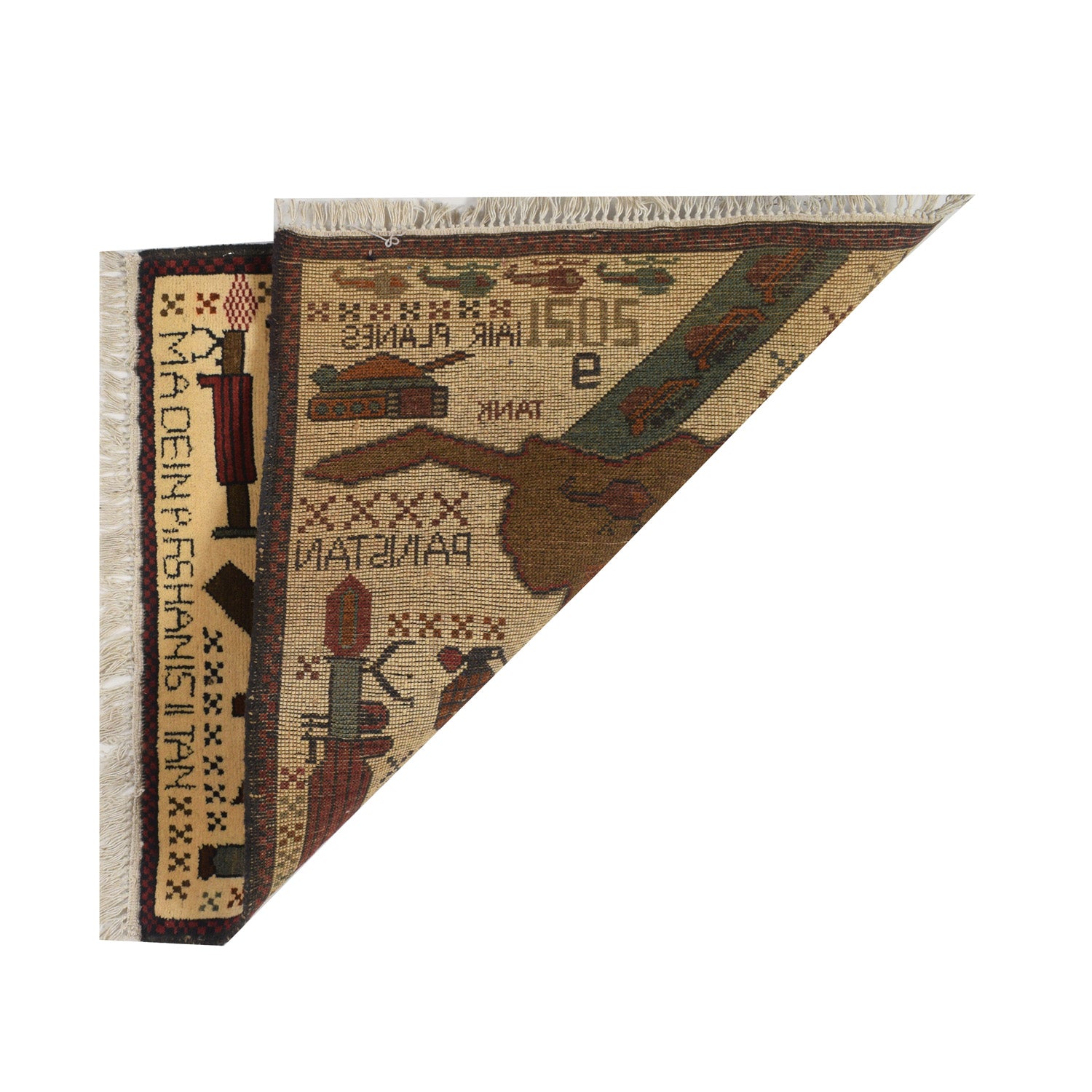 Afghan Map Rug Artisan Pattern 2.5x2.1 ft