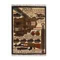 Handmade Afghan Map Rug Battle Story 2.4x1.9 ft