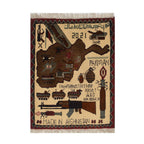 Afghanistan Map Rug Weapon Motif 2.5x2 ft