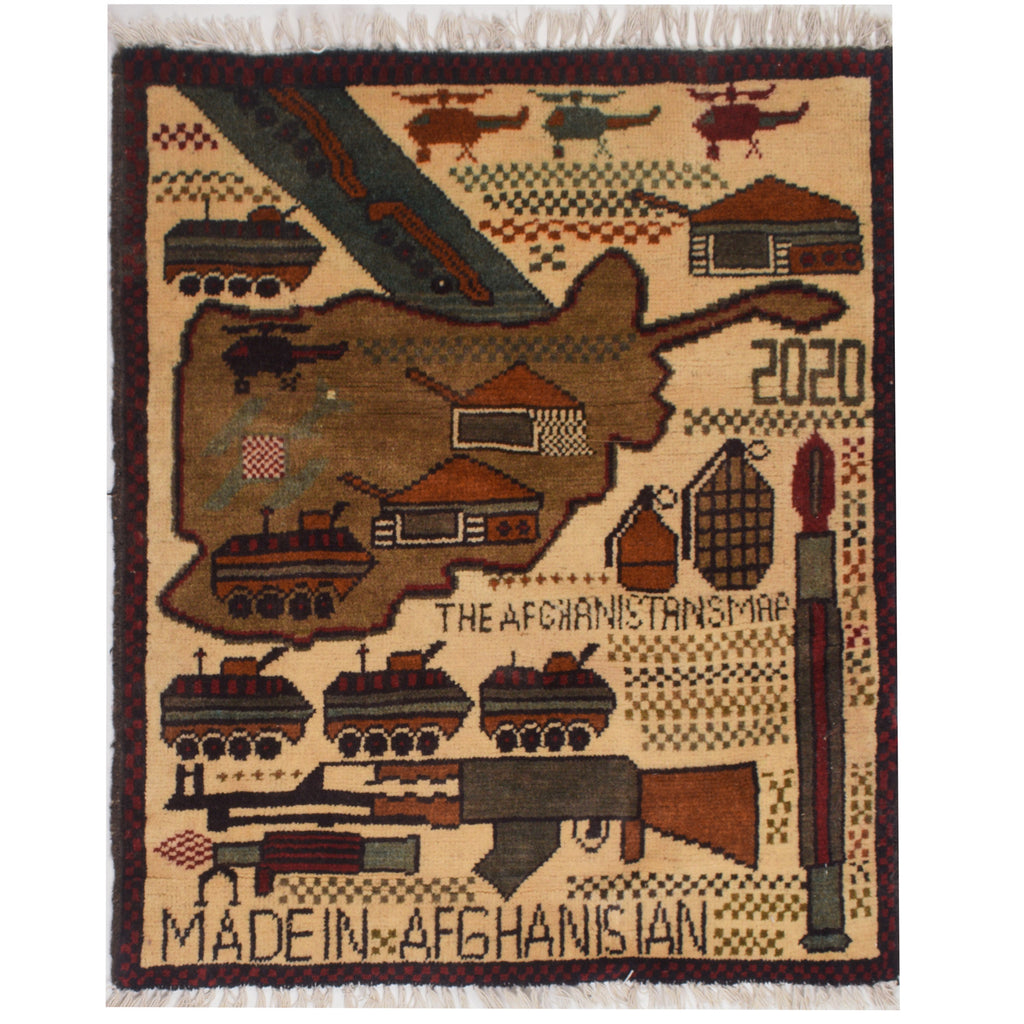 Afghanistan Map Rug Storytelling Piece 2.5x1.8 ft