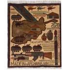 Afghanistan Map Rug Storytelling Piece 2.5x1.8 ft