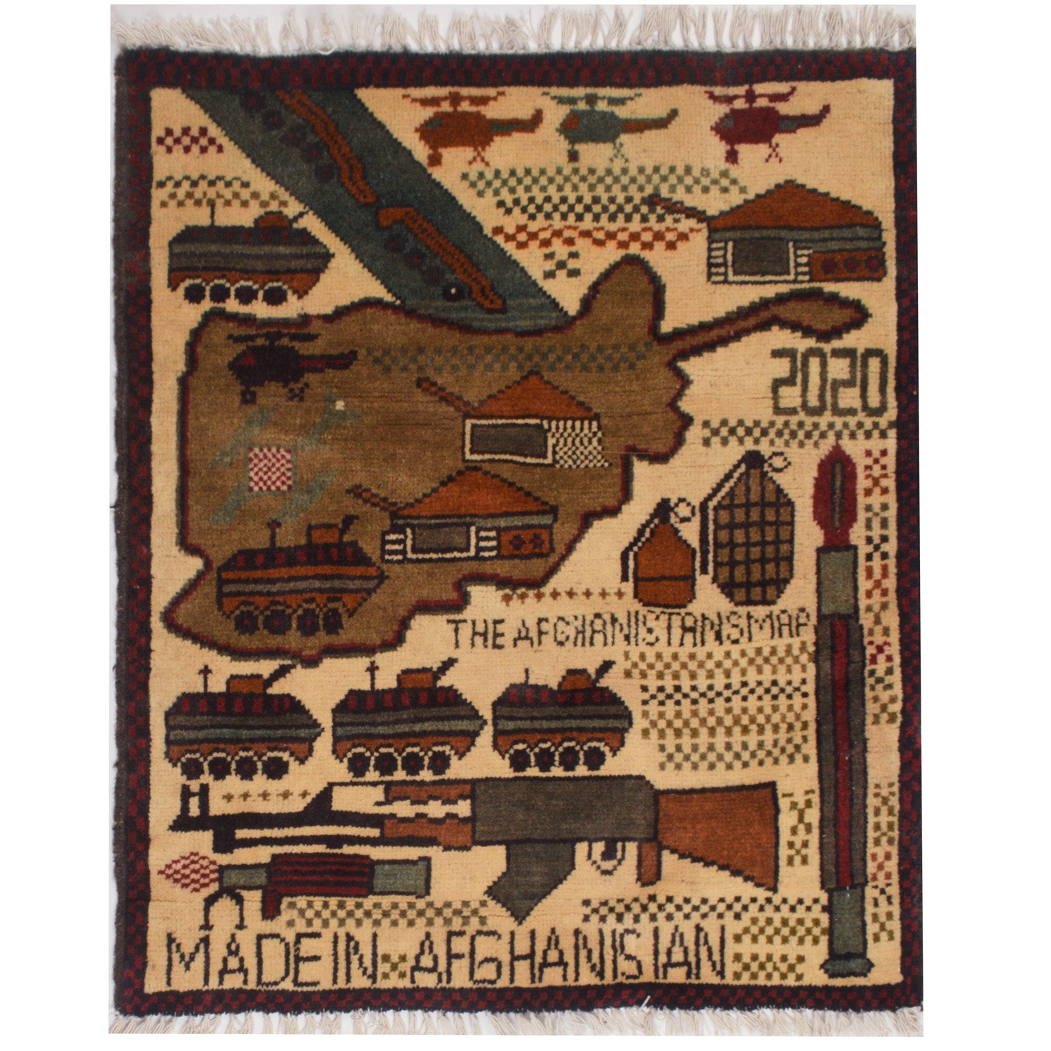 Afghanistan Map Rug Storytelling Piece 2.5x1.8 ft