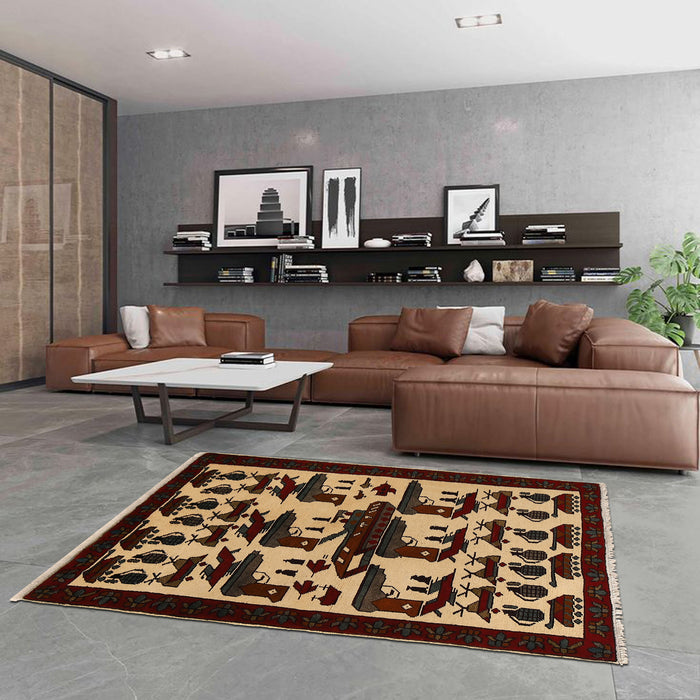 Historical Battle Weapons Scene Carpet 4x2.6 ft