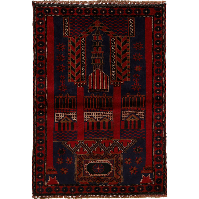 Afghan Handcrafted Wool Prayer Rug 4.5x3 ft