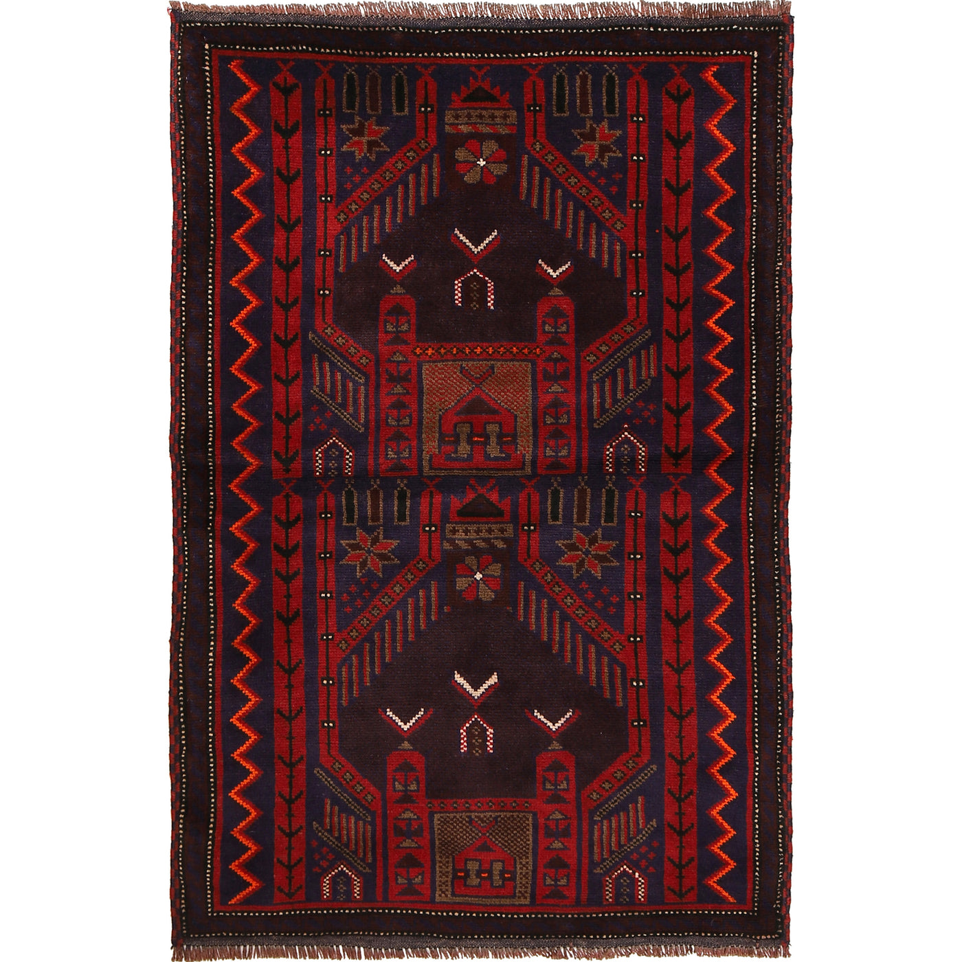 Tribal Afghan Prayer Mat Handmade 4.8x3.2 ft
