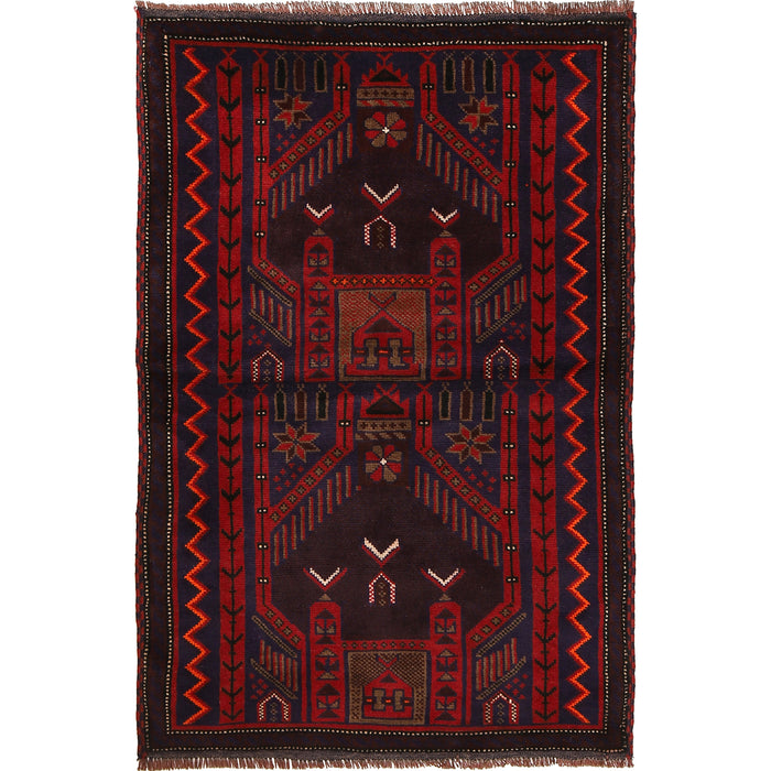 Tribal Afghan Prayer Mat Handmade 4.8x3.2 ft