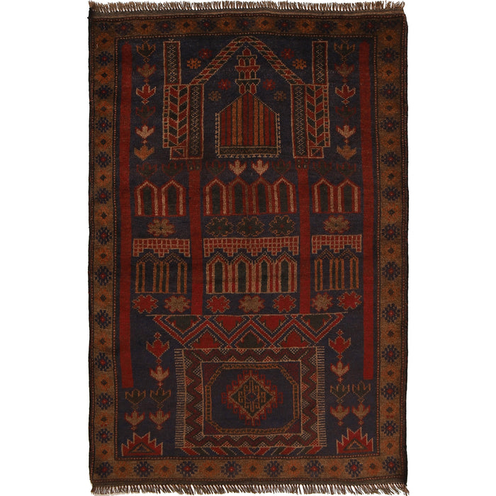 Afghan Wool Rug Prayer Piece 4.6x2.9 ft