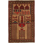 Artisan Afghan Prayer Mat Handmade 4.3x2.8 ft