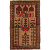 Artisan Afghan Prayer Mat Handmade 4.3x2.8 ft