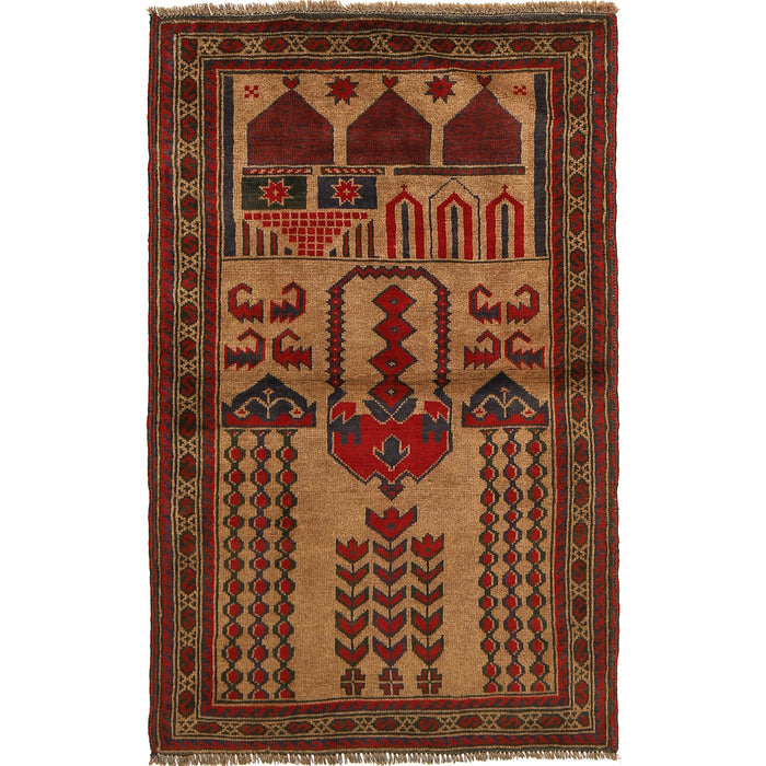 Artisan Afghan Prayer Mat Handmade 4.3x2.8 ft