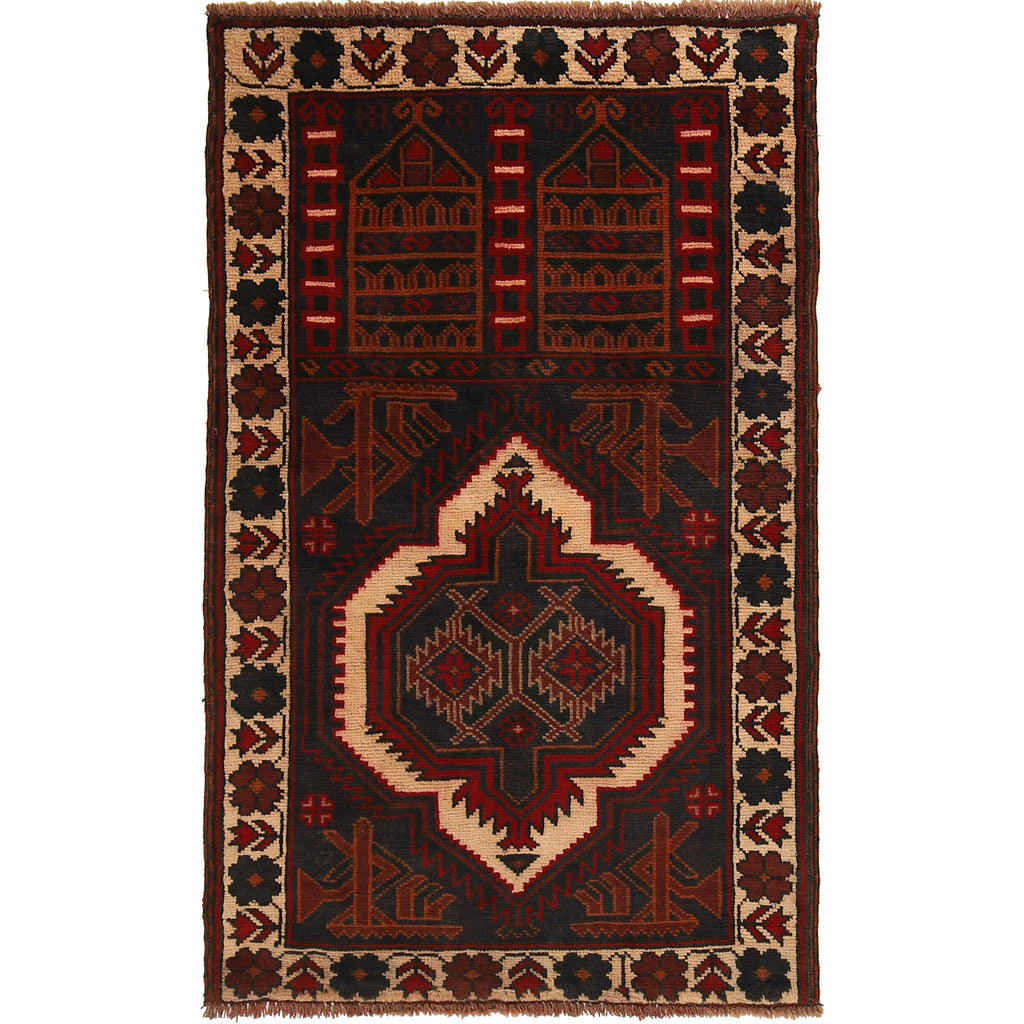 Traditional Afghan Prayer Mat Piece 4.6x2.7 ft
